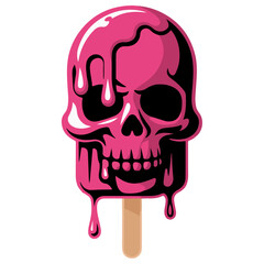 Halloween treats, pink skull ice cream popsicle 