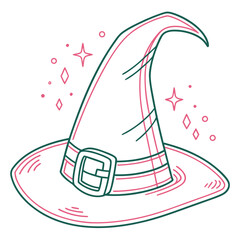 Vector art of whimsical witch hat with sparkles