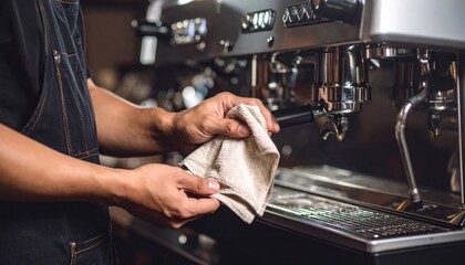 Barista Cleaning Coffee Machine