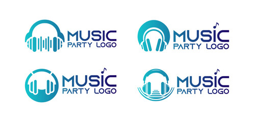 4 Music Party Logo Set Modern Minimalist Fun Event Design