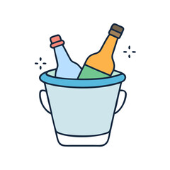 Ice bucket with wine and beer bottles vector illustration for party celebration design