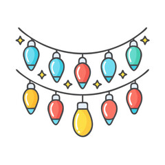 Colorful festive christmas lights decoration vector illustration for holiday season design needs