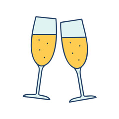 Two champagne glasses toasting celebration cheers drink alcohol beverage party event festive occasion