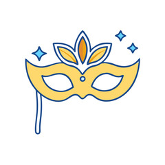 Elegant gold venetian carnival mask with sparkle vector illustration for party decoration