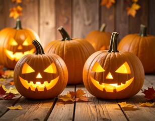 Fototapeta premium Halloween Pumpkins Glow