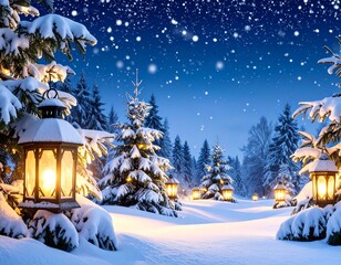 Fototapeta premium Christmas Snowy Night