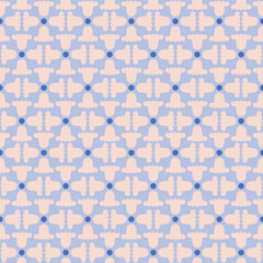 Abstract Seamless Floral Pattern with Simple Tulips. Modern Elegant Texture with Geometric Flowers and Dots.