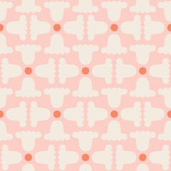 Abstract Seamless Floral Pattern with Simple Tulips. Modern Elegant Texture with Geometric Flowers and Dots.