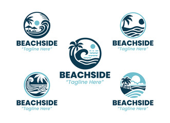 5 Beachside Logo Set Modern Minimalist Fun Party Design