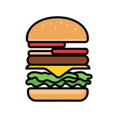 Cartoon Illustration of a Delicious Double Cheeseburger