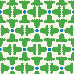 Abstract Seamless Floral Pattern with Simple Tulips. Modern Elegant Texture with Geometric Flowers and Dots.