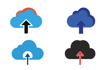 Cloud with Upload Arrow Icon Silhouette – Cloud Storage and Data Transfer Symbol