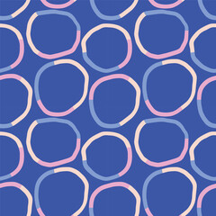 Abstract Seamless Pattern with Hand-Drawn Multicolored Circles. Simple and Playful Texture with Cute Circles. Colorful Organic Shapes Background