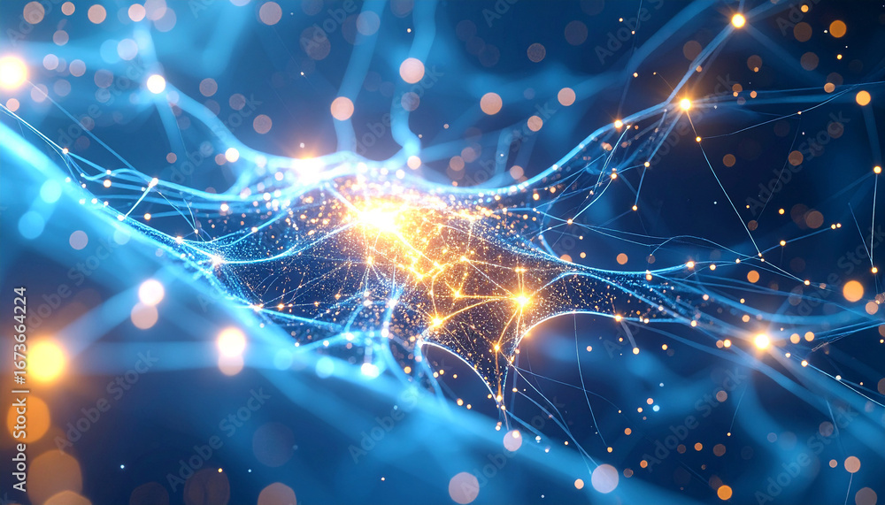 Poster illuminating neural network: explore the intricacies of interconnected neurons in this striking visu