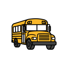 Yellow School Bus Illustration with Black Outlines