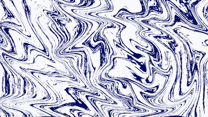 Abstract artistic background featuring a mesmerizing swirl of blue ink on a white canvas, creating a fluid marble texture
