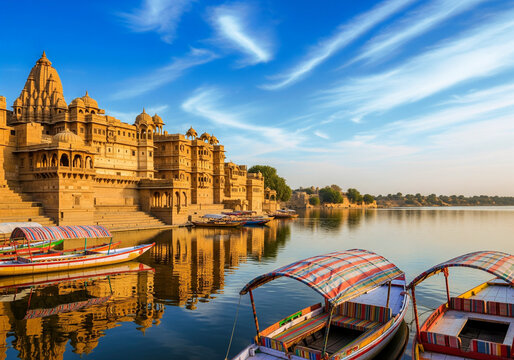 Gadsisar Lake And Jaisalmer Fort In Rajasthan