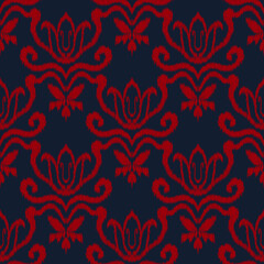 Ikat Damask. Ikat Damask Seamless Background Pattern.
