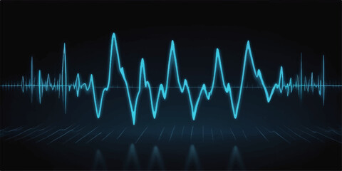 Obraz premium A pulsating green cardiogram on a medical monitor displays the patient's heart rate as an electrocardiogram wave