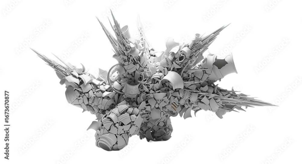 Fototapete abstract white geometric structure on transparent background detailed modern design element rendered