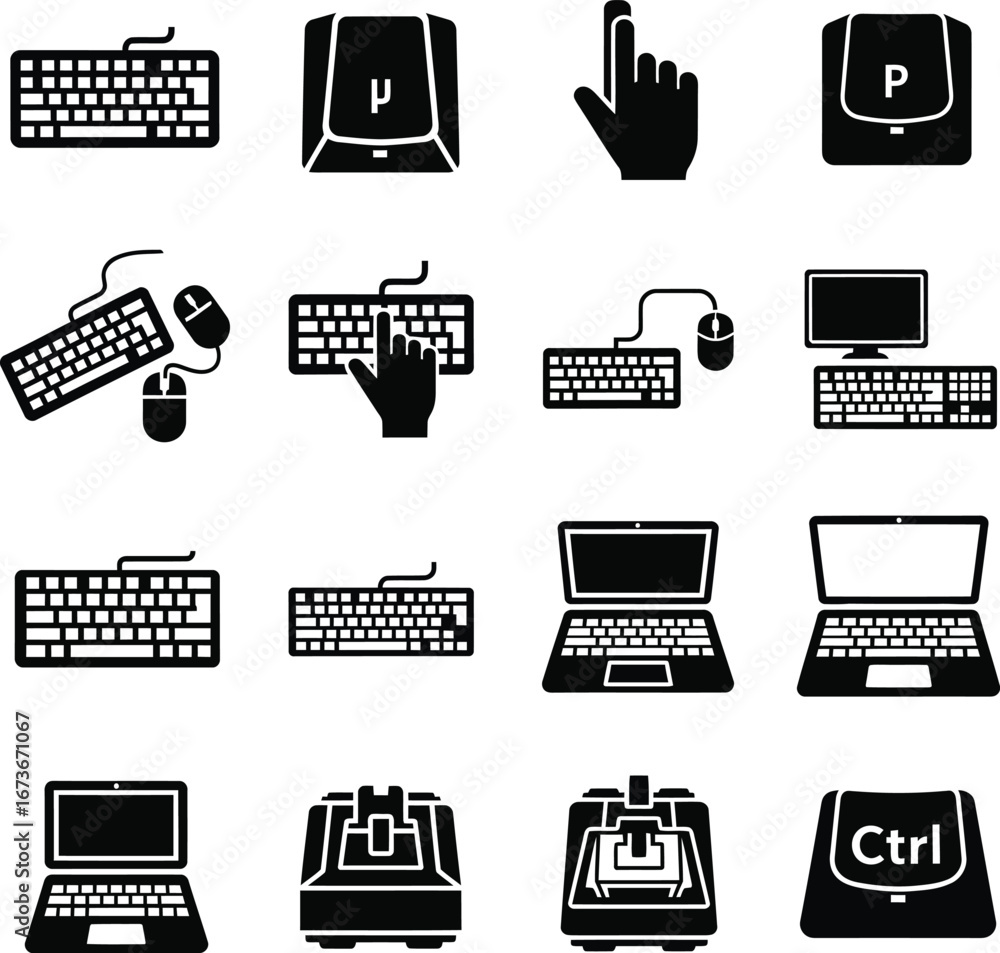 Aufkleber collection of computer input devices and peripherals icons