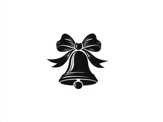 Black silhouette bell with ornate ribbon bow