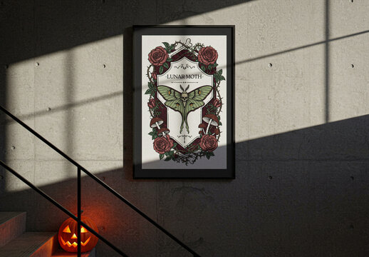 Halloween Themed Framed Poster Mockup