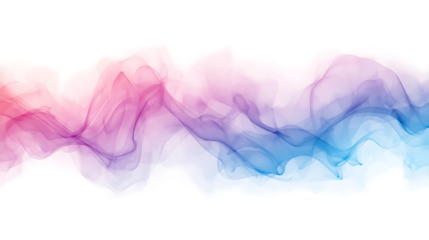 Soft pastel gradient ribbon smoke wave in pink, purple and blue, gentle flowing abstract line