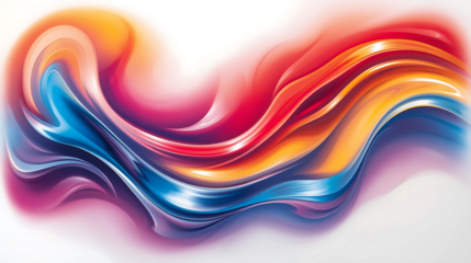 Abstract colorful gradient wave background with flowing glossy ribbons in blue red orange and purple tones, dynamic vibrant fluid motion design for modern art decor