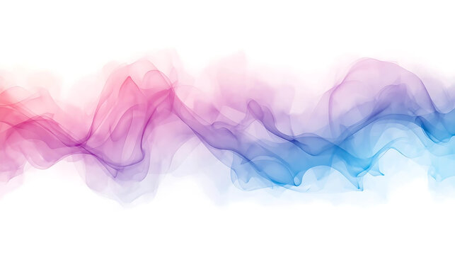 Soft pastel gradient ribbon smoke wave in pink, purple and blue, gentle flowing abstract line