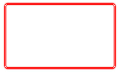 Red Neon Glowing Rectangular Frame with Rounded Corners on Transparent Background