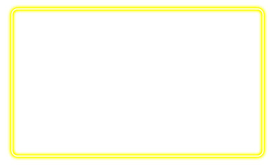 Bright Yellow Neon Rectangular Frame with Rounded Corners on Transparent Background