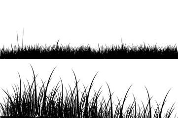 Black Grass Silhouette Border Vector on Transparent Background