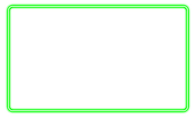 Glowing Neon Green Rectangular Frame with Transparent Background