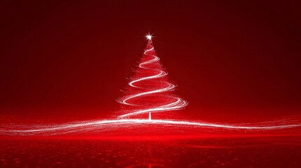 A beautifully designed Christmas tree illuminated with swirling red lights sets a joyful and festive mood, perfect for celebrating the holiday season.