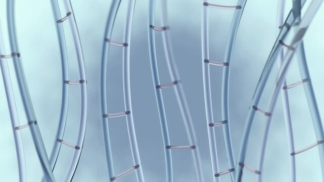 Hyaluronic acid dermal boosters advertising 3D rendering. Skin collagen regenerated cosmetic complex molecular formula. Structure of HA chains and biopolymer bonds