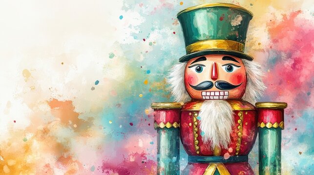 Colorful Nutcracker Figure with Artistic Background and Texture