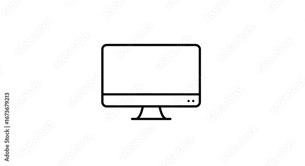 Poster a simple line drawing of a computer monitor on a white background with a minimalist aesthetic style