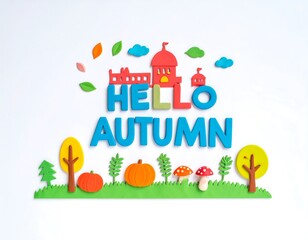 Fototapeta premium Colorful autumnal scene with words