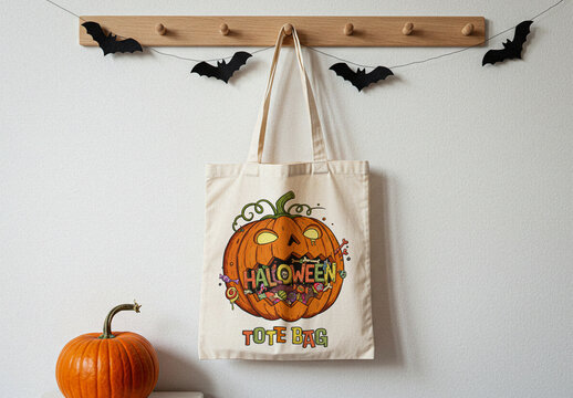 Halloween Themed Tote Bag Mockup