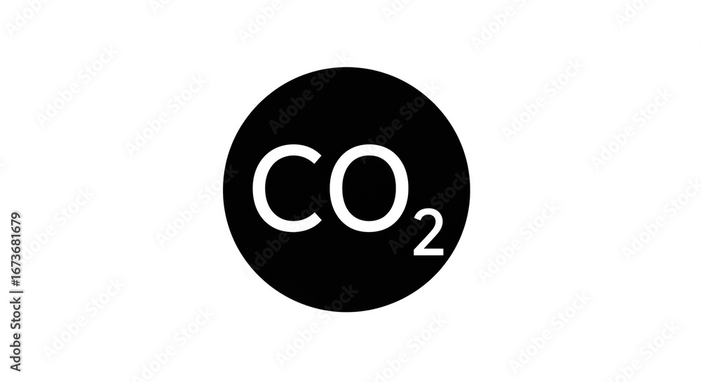 Poster carbon dioxide molecule displayed in white against a black circle on a white background image view