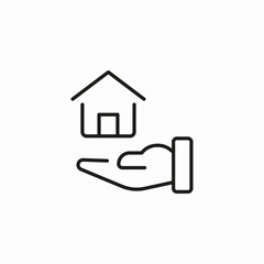 hand holding house icon sign vector