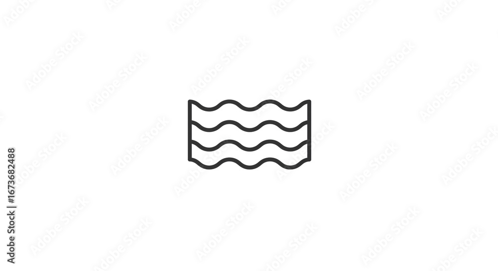 Poster a simple line drawing of water waves in a rectangular shape on a plain white background illustration