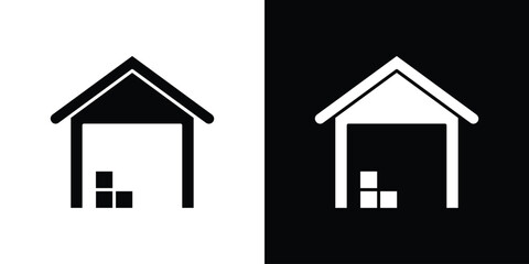 Warehouse icon. The black silhouette vector
