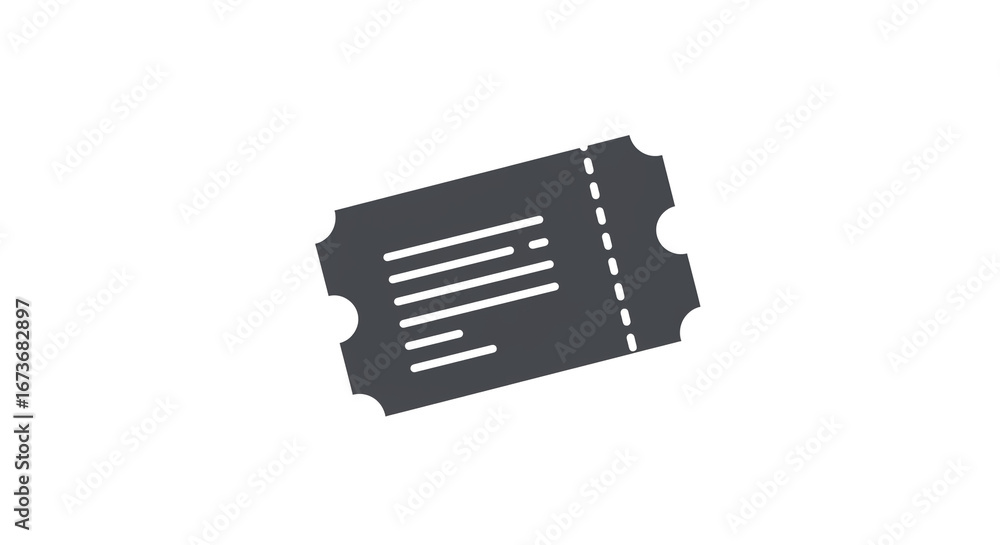 Aufkleber a gray ticket with perforated edge and lines of text isolated on a white background in a simple styl