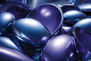 Abstract close-up of glossy, deep blue and purple orbs