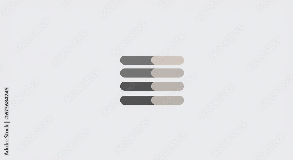Poster a minimalist design featuring four horizontal bars each with a gradient from dark gray to light gray