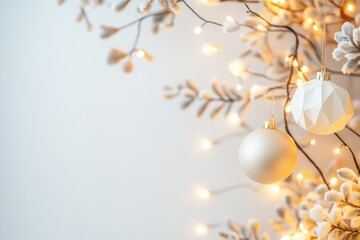 Fototapeta premium Elegant holiday decorations with origami star and warm lights
