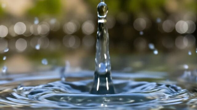 A drop falling into the water slow motion