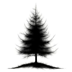 Fototapeta premium Silhouette of lone pine tree on hill against white background